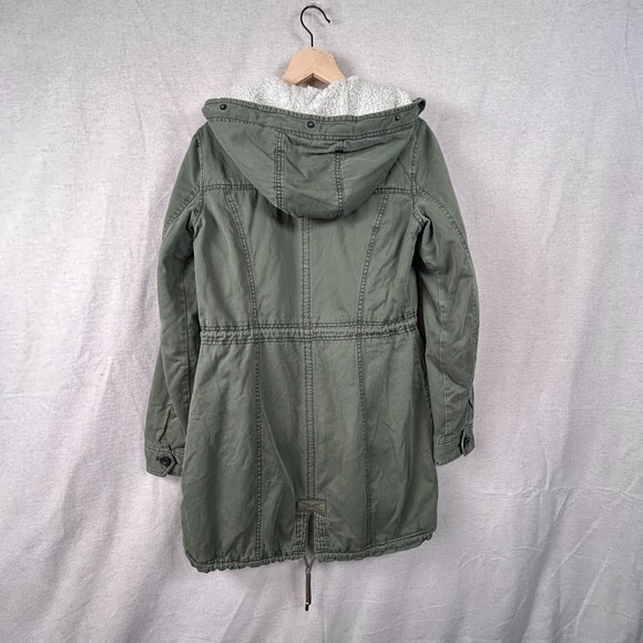Abercrombie & Fitch Womens Hooded Utility Coat Size M Sherpa Lined Y2K Jacket - Picture 9 of 12
